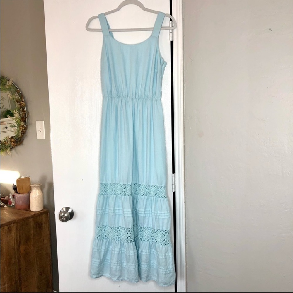 J. Jill 100% Linen Light Blue Dress